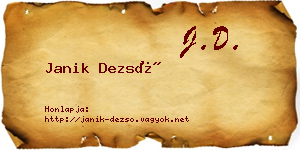 Janik Dezső névjegykártya